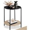 tectake® Tavolino Salotto Tondo 45,5x54,5cm, Tavolino da Divano o Comodino Stretto, Ripiano Vassoio, Soggiorno, Casa, Ufficio per Libri, Lampade, Computer Portatile, Bevande - Legno Industriale Chiaro