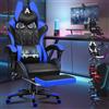 ALFORDSON Sedia Gaming Ergonomica Reclinabile,Con Massaggio e Cuscino Lombare,Sedia Gamer con Cervicale e Poggiapiedi Retrattile,Altezza Regolabile,Poltrona Ufficio Reclinabile 150°, Similpelle(Blu)