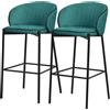 ML DESIGN modern living ML-Design Set 2 Sgabelli da Bar Verde Petrolio con Rivestimento in Tessuto, Altezza 76 cm, Struttura in Metallo, con Schienale Arrotondato e Poggiapiedi, Sedia Imbottita da Cucina, Sgabello Alto