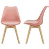 [en.casa] Set 2 Sedie con Gambe in Legno di Faggio e Scocca Rivestita in Similpelle Seduta Imbottita Design Ergonomico per Sala Pranzo Cucina Ufficio - Rosa