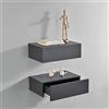 [en.casa] Set di 2 Comodini Sospesi Mensole da Parete con Cassetto Integrato Mobiletti Salvaspazio per Camera da Letto Ingresso Soggiorno 46x30x15 cm Grigio Scuro