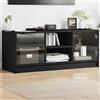 Lauuoeriau Centri di intrattenimento e supporti TVMobile TV con ante in vetro nero 102x37x42 cm