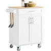 SoBuy Carrello Cucina con Ruote, piano bambù, 4 ruote (2 freni), 84x91x46c | Mobile Cucina Salvaspazio, cassetto, armadio a 2 ante & portasciugamani, MDF/bambù, cucina & soggiorno & esterno, FKW13-II-WN