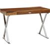WOHNLING scrivania 120x55x78 cm Legno massello di sheesham/Metallo Cromato | Tavolo da Ufficio di Design con cassetti | Tavolo per Computer Portatile da Ufficio a casa con Spazio di archiviazione