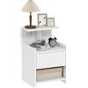 HOMCOM Comodino con stazione di ricarica cassetto 40x40x60cm Bianco