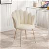 Luxstein Sedia da toeletta, poltrona in velluto con gambe in metallo dorate, elegante sedia imbottita per il soggiorno, comoda sedia da salotto, sedia con braccioli in design moderno, 62 x 56 x 79 cm