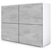 Vladon Madia Rova, Mobile a 4 ante, Bianco opaco/Ossido di cemento (92 x 72 x 35 cm)