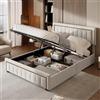 BAJKNIU Letto Matrimoniale Imbottito 160x200 cm con Contenitore Idraulico, Letto contenitore matrimoniale,Testiera Imbottita e Rete a Doghe in Legno - Moderno, Senza Materasso