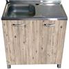 MABEL Mobile Sottolavello Cucina Node Organizer in Legno Nobilitato con Lavello da Appoggio in Acciaio Vasca a Sinistra con Gocciolatoio - L 80 cm x P 50 cm x H 83,5 cm