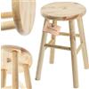 KADAX Sgabello Basso in Legno di Pino Naturale con Design Rustico e Seduta Rotonda, Sedia Piccola da Cucina, Bar o Sala da Pranzo (Rotondo)