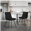 STOOLINK Sedie Sala da Pranzo Set di 2, Sedie da Pranzo Imbottita Moderna in Velluto, Sedia da Cucina Senza Braccioli Design a Scacchiera per Cucina, Soggiorno - Nero