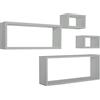 MODULARREDO | MERLINO Set 4 Mensole da Muro, Pensile Bagno, Scaffale Parete, Grigio Sasso - Made in Italy