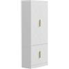 UEV Credenza Cucina Alta 150CM Design Diamante, Armadietto Highboard con 4 Ante, Grande Spazio di Archiviazione, Armadio Buffet Cucina Sicuro con Design Antiribaltamente, 60 x 30 x 150 cm, Bianco