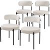 ML DESIGN modern living ML-Design Set di 4 Sedie per Sala da Pranzo Sedia da Cucina in Tessuto Teddy Bianco Poltroncina da Soggiorno con Schienale Poltrona Imbottita con Gambe in Metallo Nero Sedie Lounge Ergonomiche
