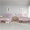 Yaheetech Set di 2 Struttura Letto Singolo in Ferro 90 x 190 cm, Rosa