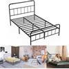Froadp 140 x 200 cm, telaio letto in metallo, con rete a doghe e testiera, telaio per letto degli ospiti, letto vintage, per ragazzi e adulti, colore nero