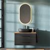 Planetmöbel LUX Set di mobili da bagno, composto da lavandino con mobiletto sospeso 90 cm incluso lavabo a parete 60 cm nero, mobiletto sottolavabo Oro Rovere/Antracite