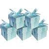 Lage Scatoline Regalo Porta Confetti Azzurre per Bomboniere Segnaposto, Battesimo, Matrimonio, Comunione e Cresima. Celesti a Pois Bianchi con Nastro in Raso. Confezione da 10 Pezzi.