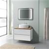 Kiamami Valentina - Mobile Bagno Sospeso 80 Cm Bianco, Top Rovere E Lavabo Appoggio | Elba