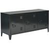 FurnitureR Mobile da 120 cm, in stile industriale, con gambe diagonali staccabili, console TV per soggiorno, sala intrattenimento, camera da letto, nero, metallo, 120 x 40 x 58 cm