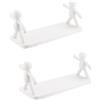 MISNODE Confezione da 2 mensole galleggianti con simpatica bambola, adesivo da parete, senza foratura, mensola portaoggetti da bagno, organizer per doccia angolare (bianco)