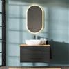 Planetmöbel mobili da bagno sospesi con lavabo, LUX 90 cm, nei colori rovere oro/antracite