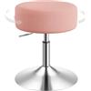 WOLTU Sgabello Basso da Bar Regolabile in Altezza, Sedia da Trucco, Sgabello Girevole con Sedile in Velluto a Coste, Base Metallo, per Salone, Massaggi, Rosa Chiaro