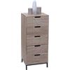 Mendler Cassettiera HWC-N90, mobile bagno, design 3D 5 cassetti legno metallo 84x35x29cm - naturale