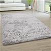 Paco Home Tappeto Salotto Pelo Lungo Soggiorno Pelliccia Finta Shaggy Morbido Monocolore, Dimensione:160x220 cm, Colore:Argento
