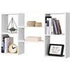 [en.casa] Mensola a Parete a Forma di H con 5 Vani Aperti a Cubo Rettangolo Pensile Ripiani Portaoggetti a Muro per Libri Piante Soggiorno Studio Corridoio 101 x 18 x 60 cm - Bianco Opaco