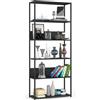 AKORD | Scaffalatura Metallo 80 cm | Mensole Libreria | Salvaspazio | 6 ripiani | Scaffalature Metalliche | Robusto | Stabile | Mobiletto Multiuso | Moderne Nero | Nero