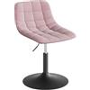 WOLTU Sgabello da trucco Sedia Alta da Cucina sgabello cucina con Schienale Altezza Regolabile Girevole 360° in Velluto Rosa, 38-49.5cm