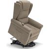 REDÒKASA Poltrona relax elettrica Detroit per anziani, 2 motori, 2 o 4 ruote ruote, reclinazione e alzapersona, cuscinetto lombare, tessuto idrorepellente (Con Kit Optional Roller System - 4 Ruote, Camel)
