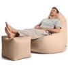 Avalon - Puff Poltrona Sacco Gigante con Poggiapiedi Jive Deluxe Sfoderabile, Pouf di Qualità Sartoriale, Bean Bag per Sedersi Ergonomico, Tessuto Antistrappo Impermeabile, Made in IT (Ecrù)