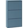Brigros - Scarpiera Salvaspazio Slim In Metallo Con Ante A Ribalta Modello Emy, Scarpiera 15 Cm Profondità Disponibile In Vari Colori E Dimensioni Per Arredo Casa (Ceruleo, 3 Ante)