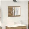 HaoChrymec Specchio Da Bagno Con Ripiani In Legno Rovere Artigianale, Design Moderno Con Spazio Contenitivo, Specchio Da Parete Per Bagno O Toilette, Mobile Bagno Con Ripiani Pratici, 60x10.5x45 cm