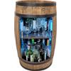 weeco Mobiletto bar a barile in legno con illuminazione a LED RGB, Minibar a forma di botte. Armadietto con ripianoper vini whisky - botte tavolo.Un uomini, Botte per Vino (wengé)