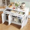 Huayz Armadio da cucina 120 x 60 x 90,5 cm, 3 cassetti e 3 ante, design marmo bianco, ripiani regolabili, design zona bar - Utensili da cucina eleganti e pratici