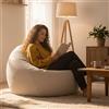 LiveDeco - Pouf a Pera in Velluto a Coste Beige, Interno per Soggiorno, Camera da letto, con Fodera Rimovibile - BiG52