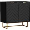 UEV Credenza con 2 Ante, Mobile Cucina Moderna in Legno, Ripiani Regolabile, Madia Buffet per Camera da Letto, Soggiorno, Sala da Pranzo, Corridoio, 80 x 40 x 77,5cm, Nero