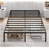 MUTICOR Letto Matrimoniale 160 x 200 cm in Metallo con Contenitore - Struttura Letto Robusta, Rete a Doghe, Senza Rumori, Facile Montaggio, Nero