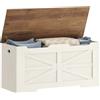 Hzuaneri Cassapanca 100 cm, Cassa Porta Oggetti, Cassapanca Contenitore da Interno, 2 Cerniere, per Ingresso, Camera da Letto, Soggiorno, Bianco Marrone SB03414X