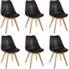 HJhomeheart Set di 6 Sedie Sala da Pranzo, Gambe in Legno Massello, Design Nordico Ergonomico, Cucina, Moderne (Nero-6)