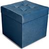 MG Design Pouf contenitore imbottito 45 × 45 cm Blu - capacità ca. 50 L, fino a 300 kg, seduta morbida, struttura solida, già montato e facile da pulire