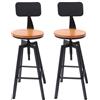 LKHDONG Set di 2 sgabelli da bar con schienale, stile retrò, altezza regolabile, 64-84 cm, seduta in legno, girevole a 360°