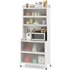 KOMFOTTEU Credenza da Cucina a 5/6 Livelli, Armadietto Dispensa con 4 Ruote Universali, 4 Ganci e 10 Tasselli, Ripiano in Ferro, Mobile Buffet per Soggiorno, Sala da Pranzo (Bianco, 80 x 40 x 178 cm)