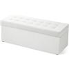 MG Design Pouf contenitore imbottito 45 × 120 cm Bianco - capacità ca. 140 L, fino a 300 kg, struttura in legno massiccio, superficie opaca con trama fine, già montato e facile da pulire