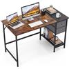 COSTWAY Scrivania per Computer, 120 x 60 x 75 cm, Scrivania Ufficio con 2 Cassetti e Ripiano, Tavolo Postazione di Lavoro, Studio e Lettura, Scrittoio Salvasapzio in Legno e Metallo (Marrone)