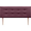 DHOME Testiera in Similpelle o Tessuto AQUALINE Pro con 2 file di Bottoni e Gambe Testiera Imbottita per Letto di Lusso (Similpelle Vino Rosso, 150x105cm (Letti 150/160))