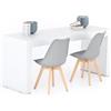 Mobili Fiver, Tavolo da pranzo Evolution 180x60, Bianco Frassino con Due Gambe, per 6 persone, Tavolo Da Pranzo Moderno Cucina, Made in Italy